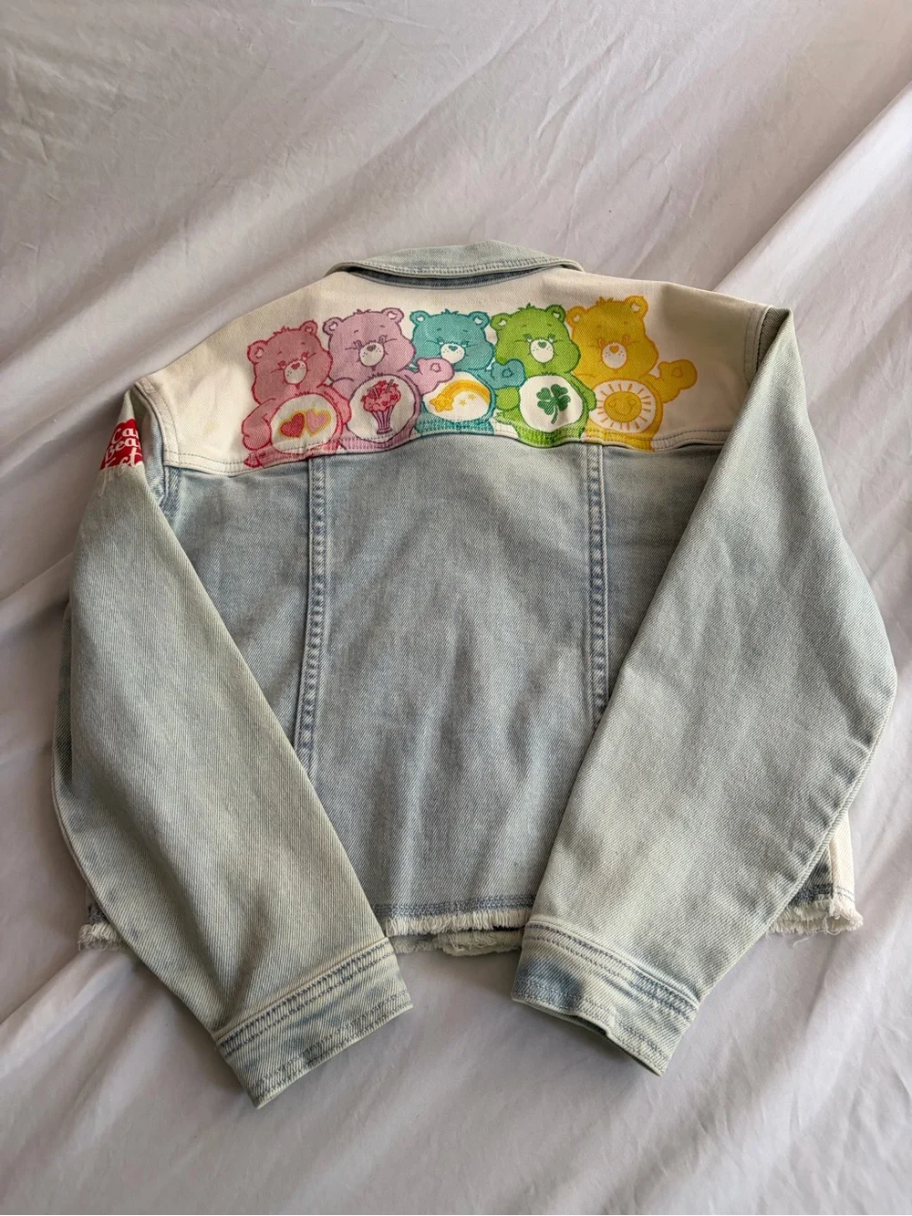 Justice Y2K Blue Denim Jacket (M)  & Jeans (size 8)with Pink Bear Patches NWT